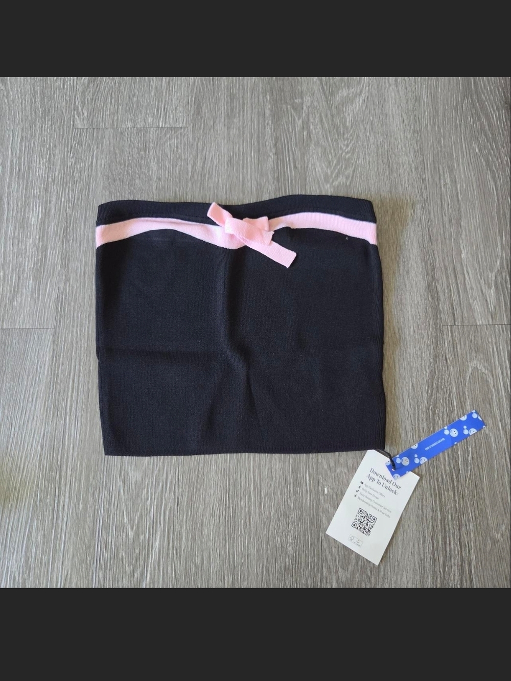 Black Tube Top with Pink Trim and Bow
